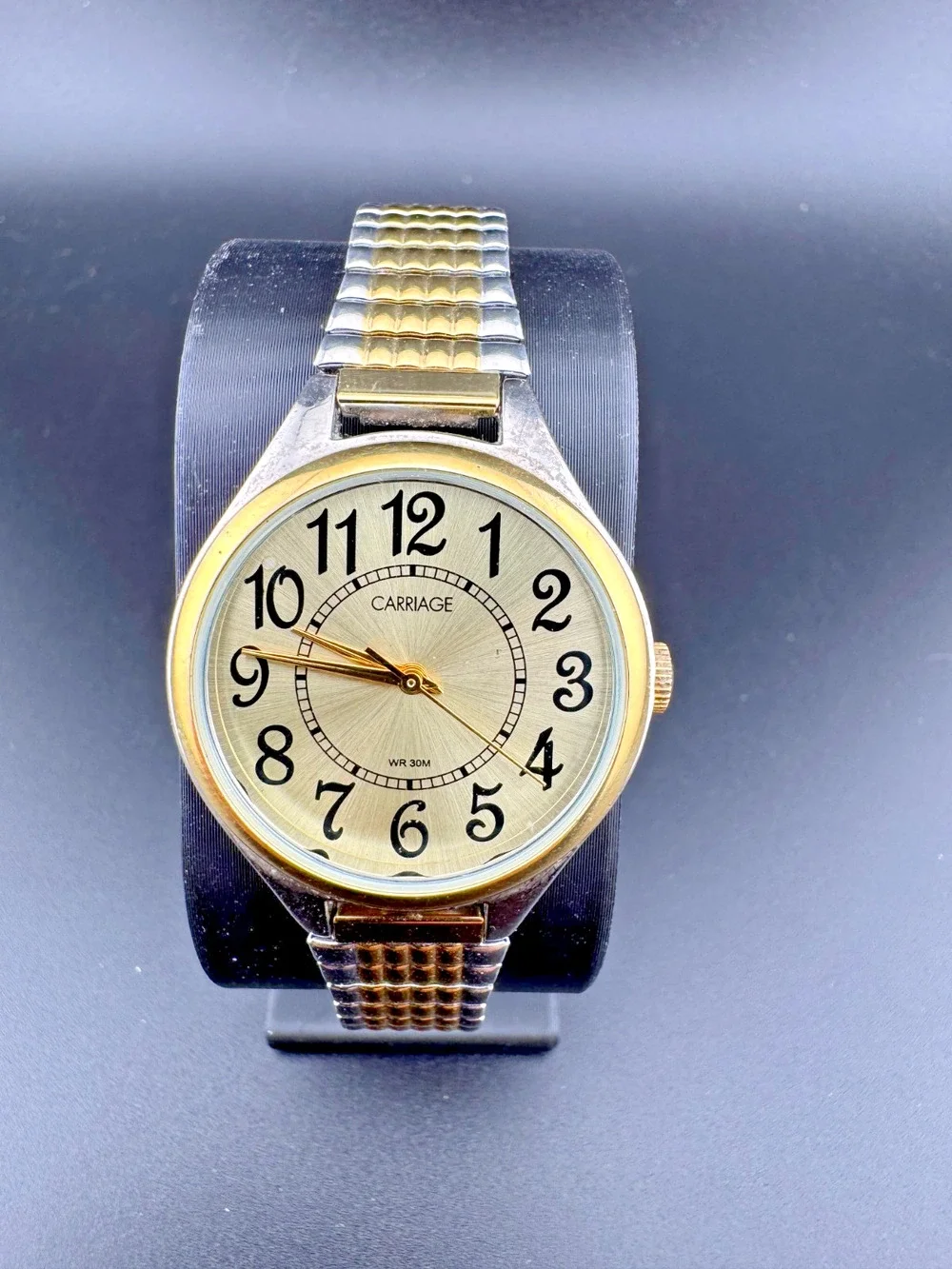 Vintage Carriage by Timex Watch Two-Tone Gold Dial WR30M